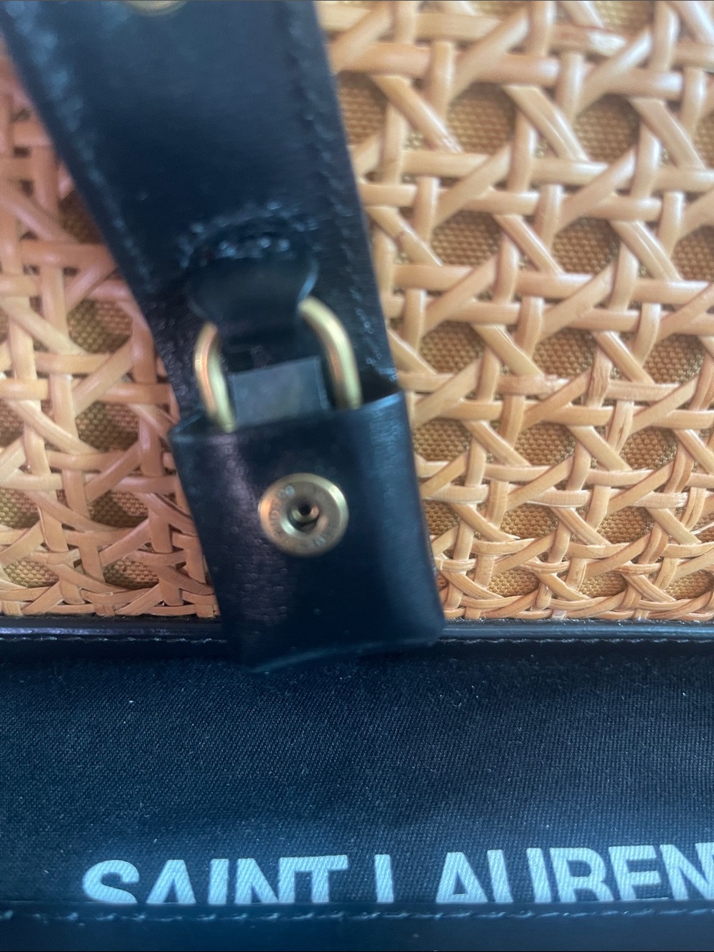 Saint Laurent Black Leather and Natural Rattan Classic Sac De Jour Nano Tote - Picture 13 of 16